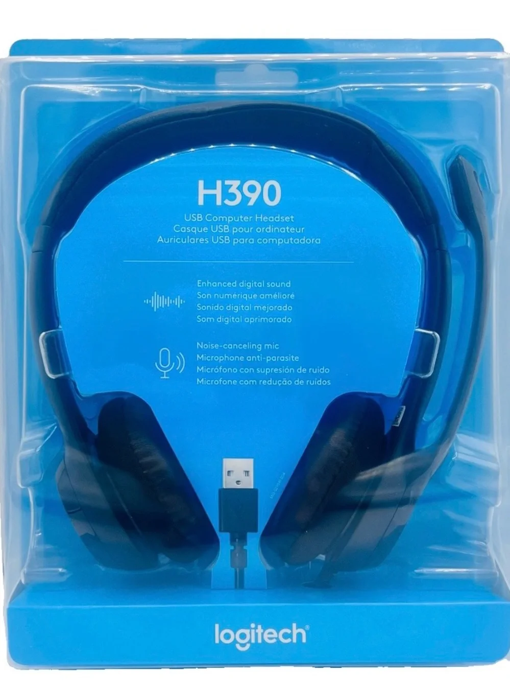 Logitech H390 Wired Headset for PC Laptop,Stereo Headphones With NoiseCancelling